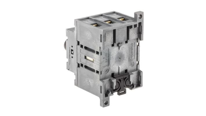Interruttore di isolamento ABB OT63F3, 3 poli, 63A, montaggio su base, dimensioni 92x53x73mm, protezione IP20.
