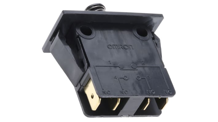 Microinterruttore Omron D2D1100 SPDT, forza di azionamento 5,88 N, contatti positivi, temperatura operativa -25/+85 °C.