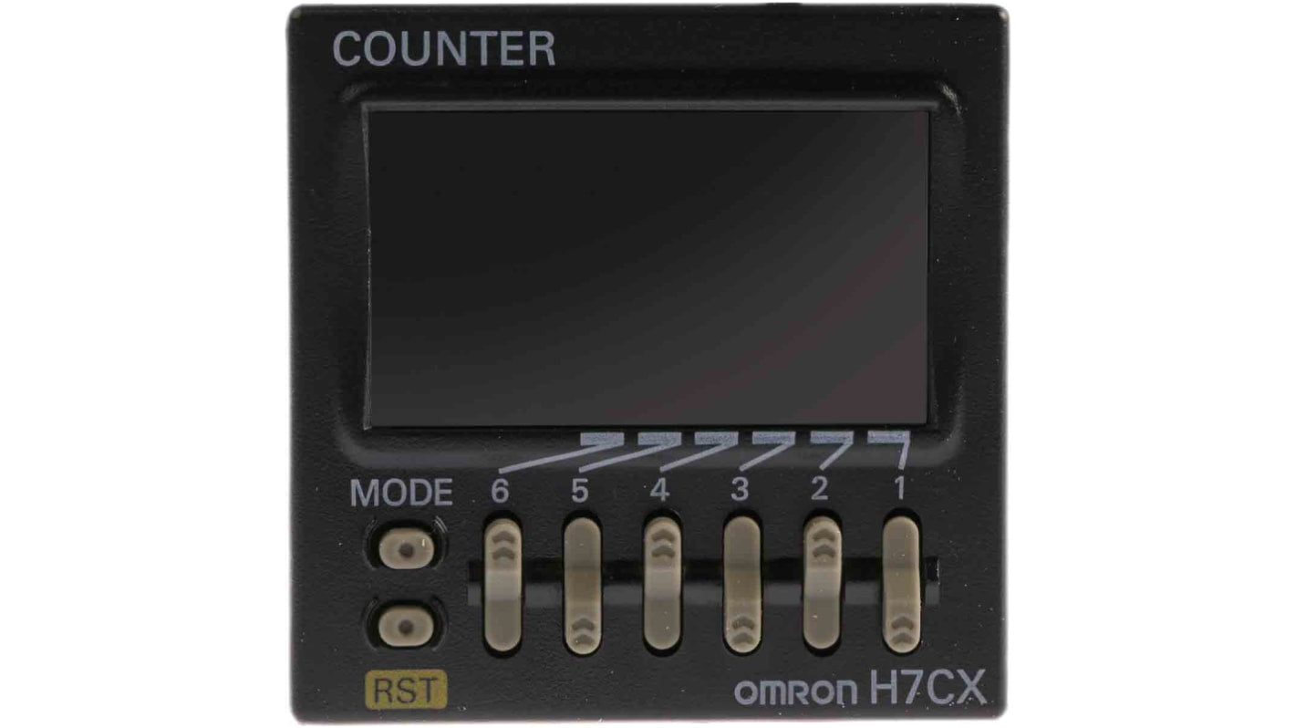 Contatore LCD 6 cifre Omron H7CX-A11D1-N, montaggio a pannello, alimentazione 12-24 V c.c., grado di protezione IP66.