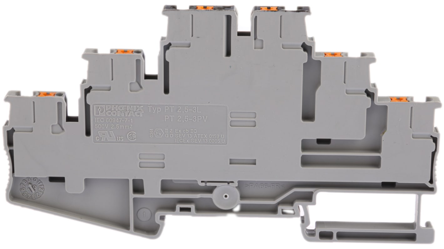 Morsettiera a più livelli Phoenix Contact 3210512, corrente 20A, tensione sovratensione 8kV - PT 2,5-3PV - Ideale per ingegneria automobilistica