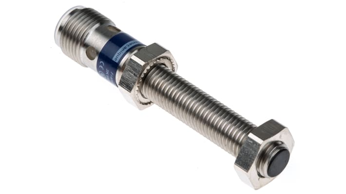 Sensore di prossimità cilindrico PNP Telemecanique XS508BLPAM12, M8, rilevamento 1,5 mm, alimentazione 12-48 V c.c., IP65/IP67.