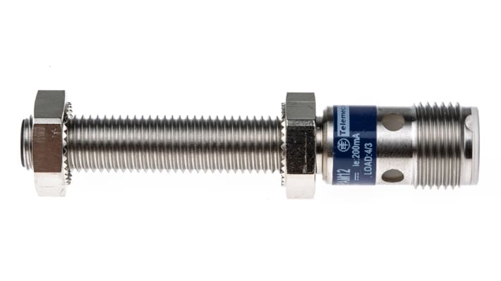 Sensore di prossimità cilindrico PNP Telemecanique XS508BLPAM12, M8, rilevamento 1,5 mm, alimentazione 12-48 V c.c., IP65/IP67.