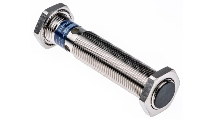 Sensore di prossimità induttivo Telemecanique XS612B1PBM12, rilevamento 4mm, PNP, M12 x 1 per apparecchiature mobili. Adatto per movimentazione e robotica.