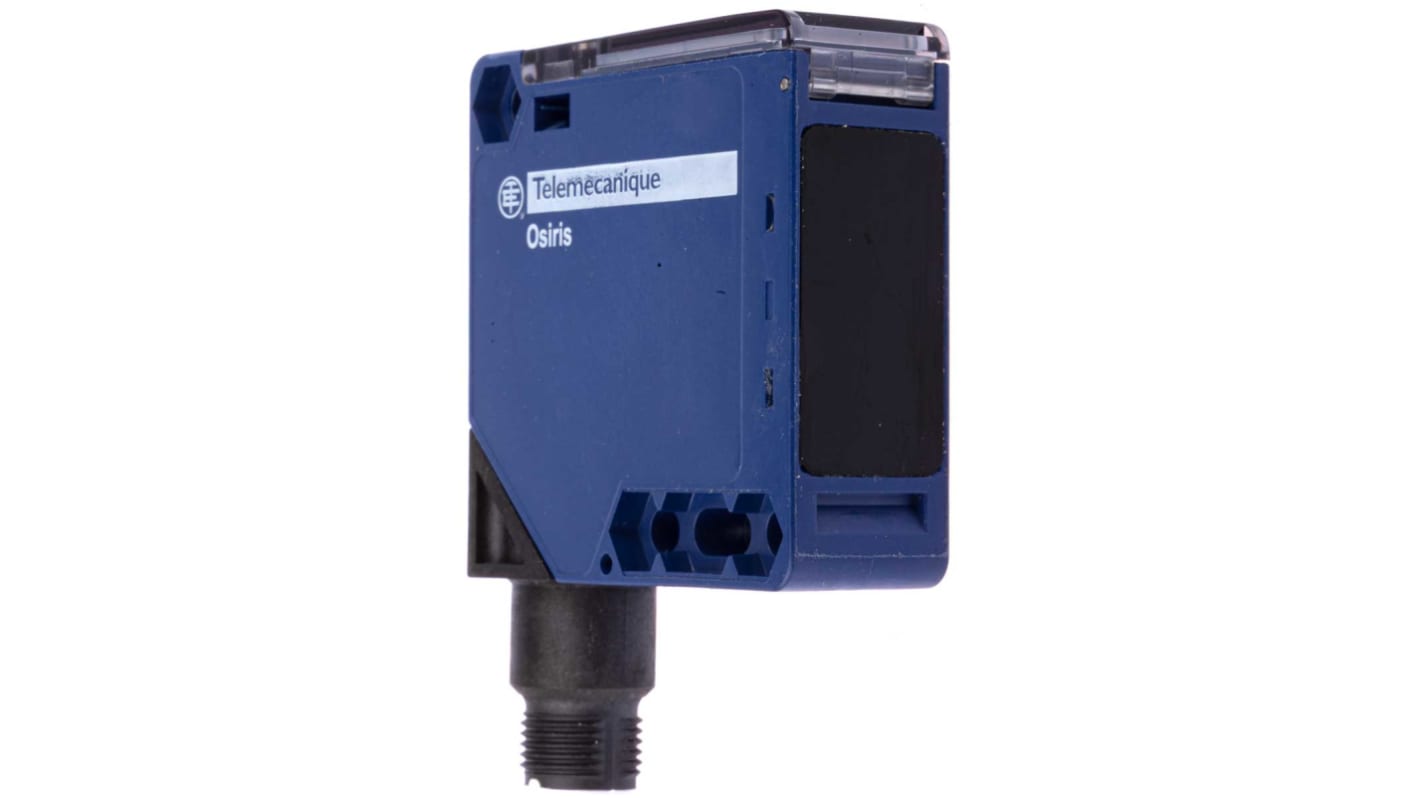 Sensore fotoelettrico compatto Telemecanique Sensors XUK5APANM12, rilevamento a 1 m, uscita PNP, design 50x50 mm. Perfetto per applicazioni industriali.