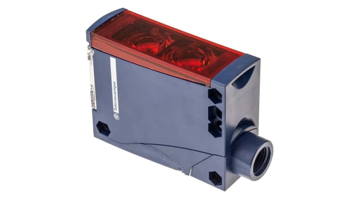 Sensore fotoelettrico rettangolare Telemecanique Sensors XUX5ARCNT16, rilevamento fino a 2,1 m, corpo compatto 30 x 92 mm, IP67.