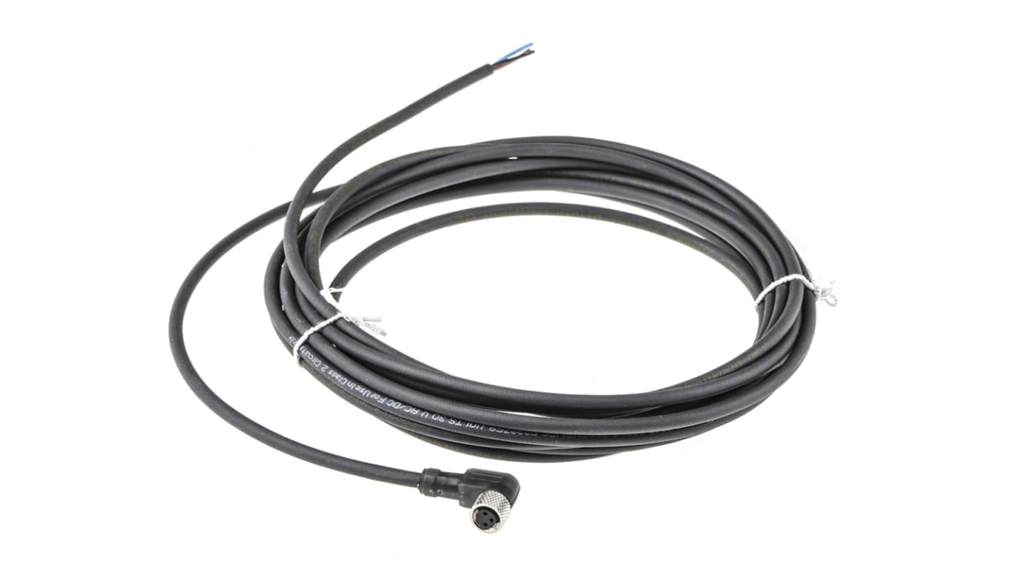 Cavo assemblato 90° Telemecanique Sensors XZCP0666L5 per sensori Schneider. 3 cond. M8 Femmina Ø 5.2mm L. 5m.