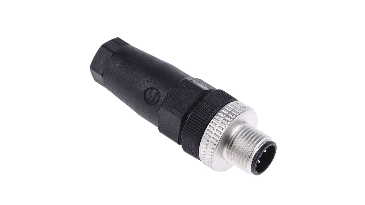 Connettore circolare maschio M12 4 poli Telemecanique Sensors XZCC12MDM40B per sensori Schneider. Terminazione a vite.