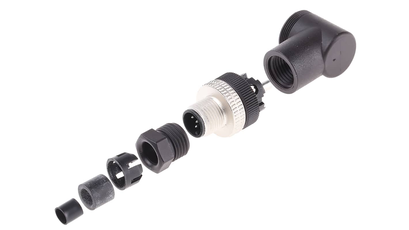 Connettore circolare maschio M12 Telemecanique Sensors, serie XZCC, 5 poli, montaggio su cavo, grado di protezione IP67.