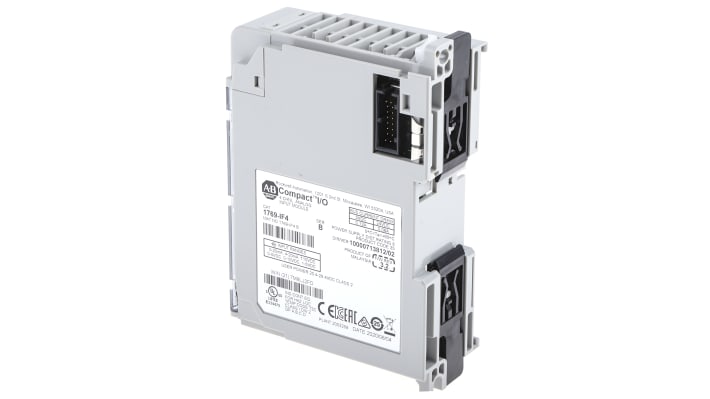Modulo I/O Allen Bradley 1769-IF4 per MicroLogix 1500, 4 ingressi, dimensioni 118 x 35 x 87 mm, alimentazione 30 V.