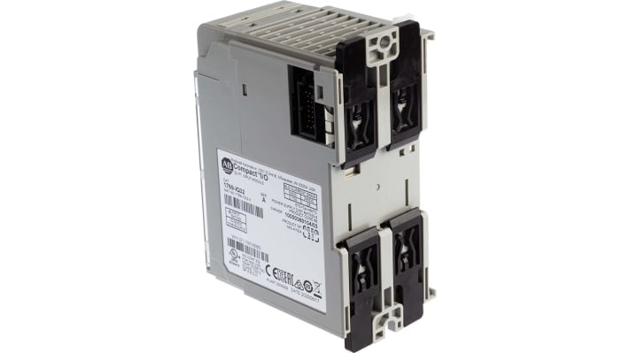 Modulo I/O Allen Bradley 1769-IQ32, 32 ingressi digitali, 24V, montaggio su guida DIN, dimensioni 118x52,5x87mm.