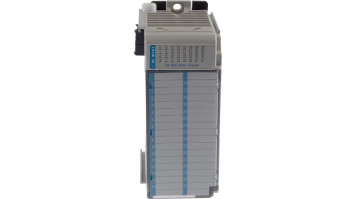 Modulo I/O Allen Bradley 1769-IQ32, 32 ingressi digitali, 24V, montaggio su guida DIN, dimensioni 118x52,5x87mm.