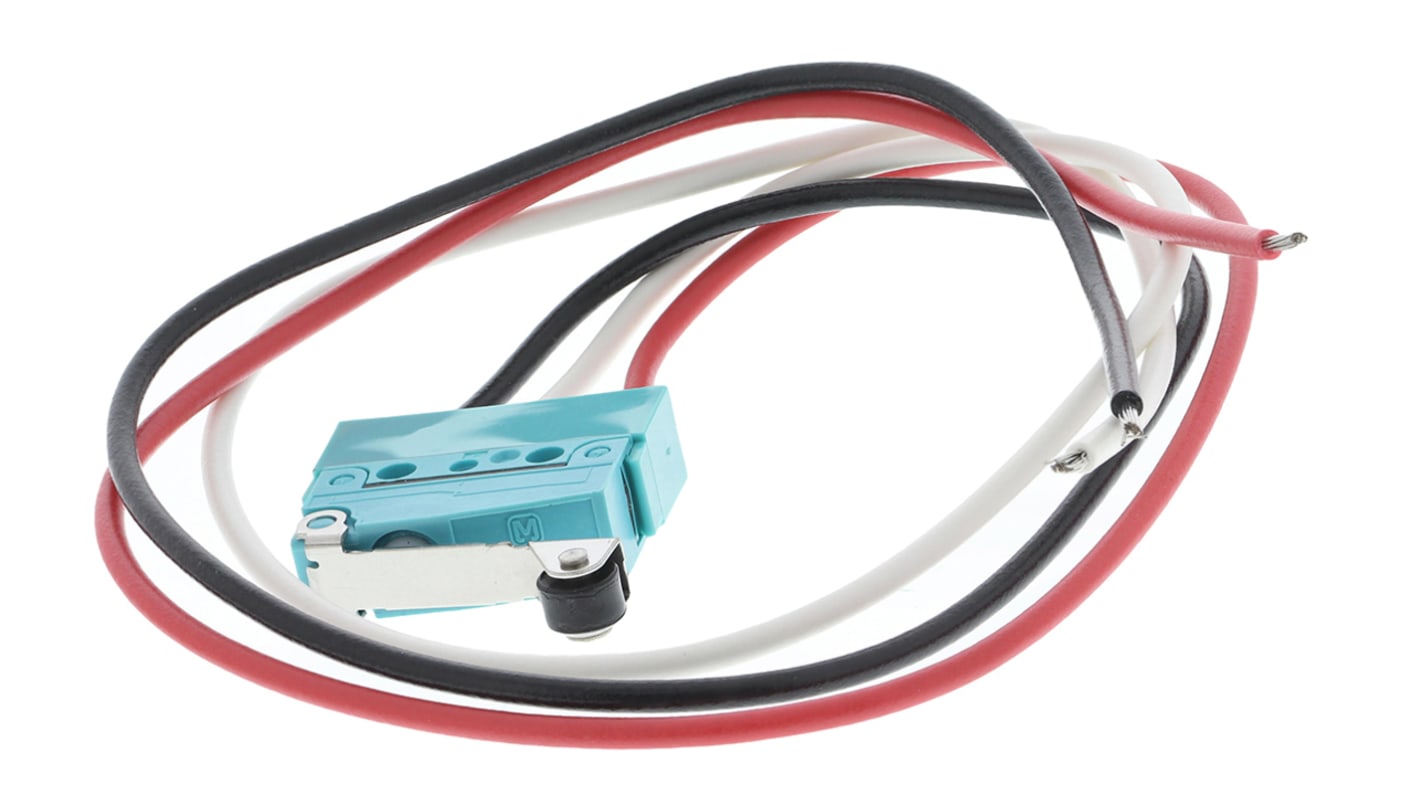 Microinterruttore Panasonic SP-CO pre-cablato IP67, dimensioni 19,8 x 11,1 x 6,4 mm, forza di azionamento 0,59 N.
