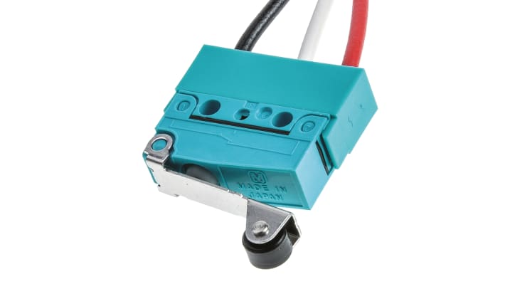 Microinterruttore Panasonic SP-CO pre-cablato IP67, dimensioni 19,8 x 11,1 x 6,4 mm, forza di azionamento 0,59 N.