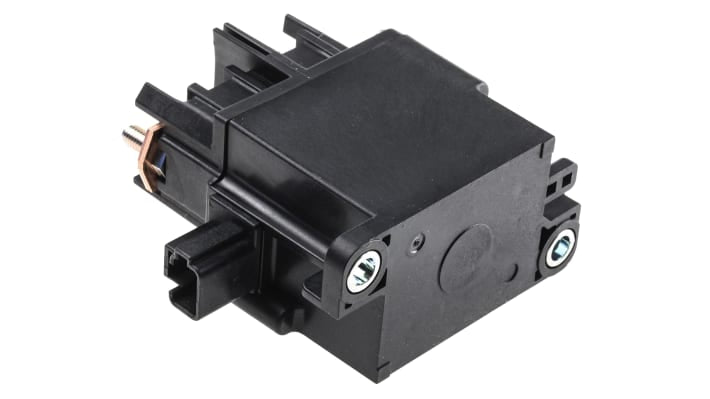 Relè automotive Panasonic AEV18024, 24V cc, 80A, SPST, montaggio su flangia, dimensioni 75mm x 79mm x 40mm.