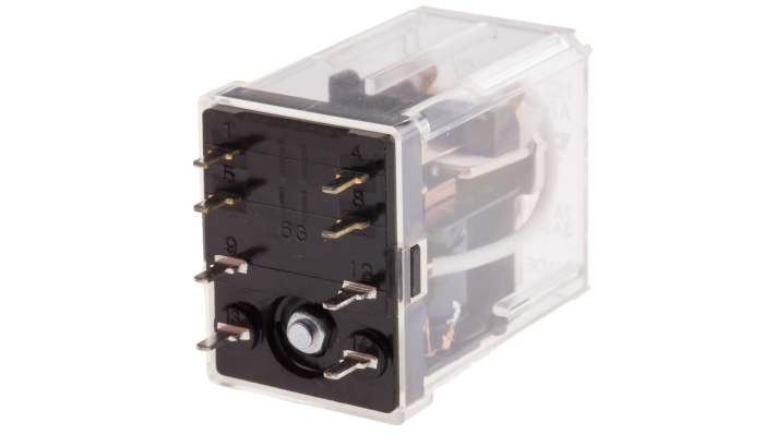 Relè di potenza Panasonic DPDT, 12V CA, montaggio su PCB, dimensioni 20.8mm x 35.2mm x 27.2mm, corrente 7A.