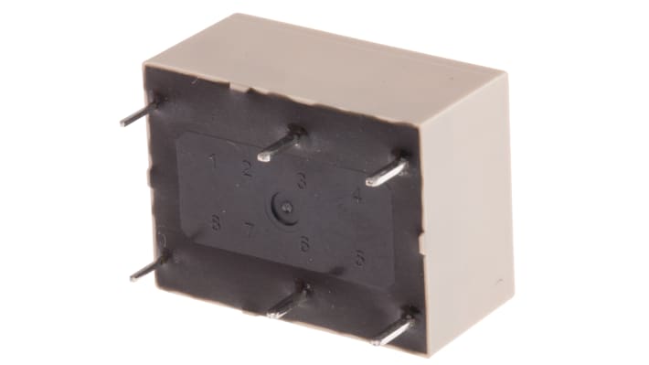 Relè di potenza Panasonic DPST, 12V cc, montaggio su PCB, dimensioni 10 x 20 x 12,5 mm, corrente 8A, isolamento 4kV.