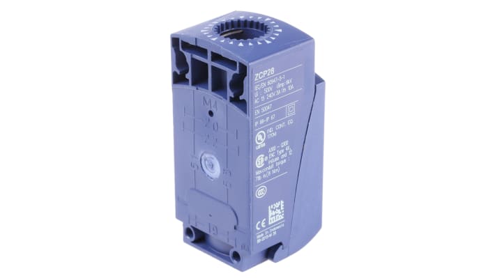 Interruttore di fine corsa Telemecanique Sensors ZCP28, 2 contatti NO, tensione 240V, dimensioni 65x31x30mm, temperatura -25°C/+70°C.