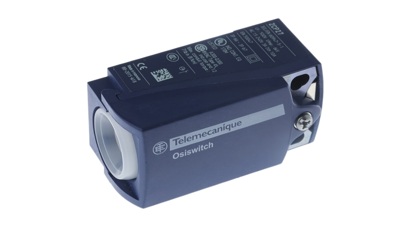 Interruttore di fine corsa Telemecanique Sensors ZCP27, 2NC, 240V, 1,5A, corpo in plastica, dimensioni 31x65x30 mm.