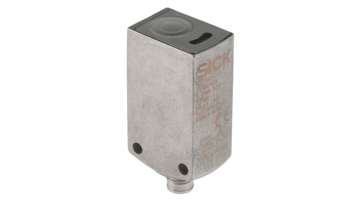 Sensore fotoelettrico rettangolare Sick WTB4S-3P2162V, rilevamento 3-500 mm, uscita PNP, IP68/IP69K, temperatura -30°C/+70°C.