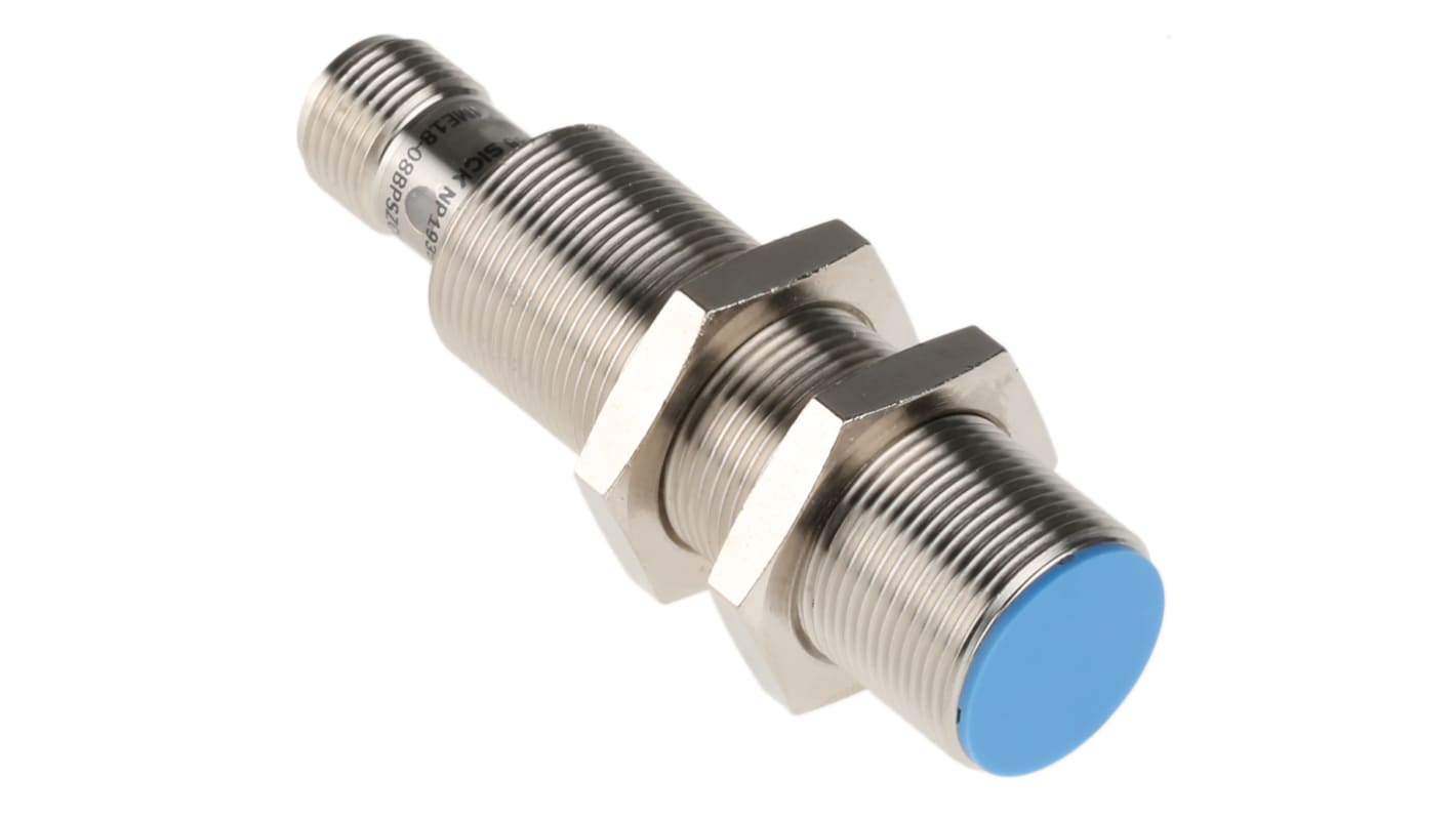 Sensore di prossimità Sick IME18-08BPSZC0S, cilindrico PNP M18, rilevamento 8 mm, IP67, alimentazione 10-30 V c.c.