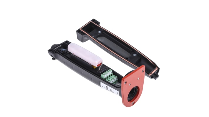 Interruttore di abilitazione di sicurezza Allen Bradley Guardmaster 440J-N21TNPM-NP, 3 posizioni, IP65, dimensioni 260x46x58mm.