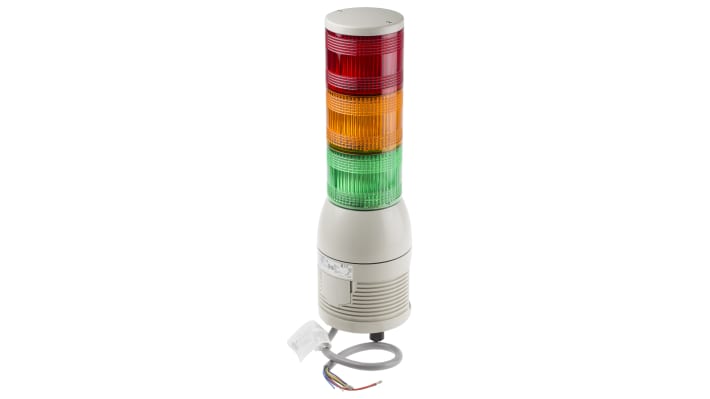 Torretta di segnalazione LED Schneider Electric XVC1B3HK, 3 elementi luminosi, sirena 102 dB, montaggio superficiale, 449 mm di altezza.