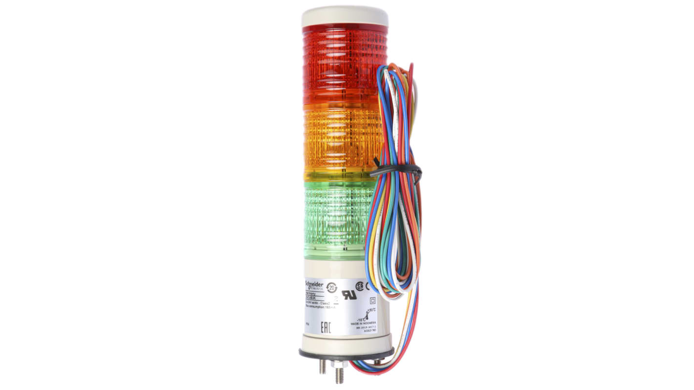 Torretta di segnalazione LED Schneider Electric XVC4B3K, 3 elementi, montaggio superficiale, altezza 170.5 mm, IP54.