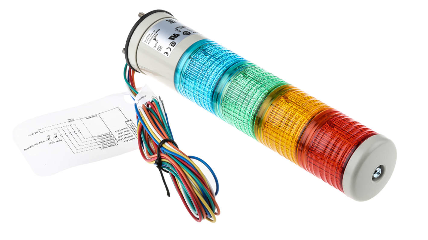 Torretta di segnalazione LED Schneider Electric XVC4B4K, 4 elementi, montaggio superficiale, altezza 205.5 mm, IP54.