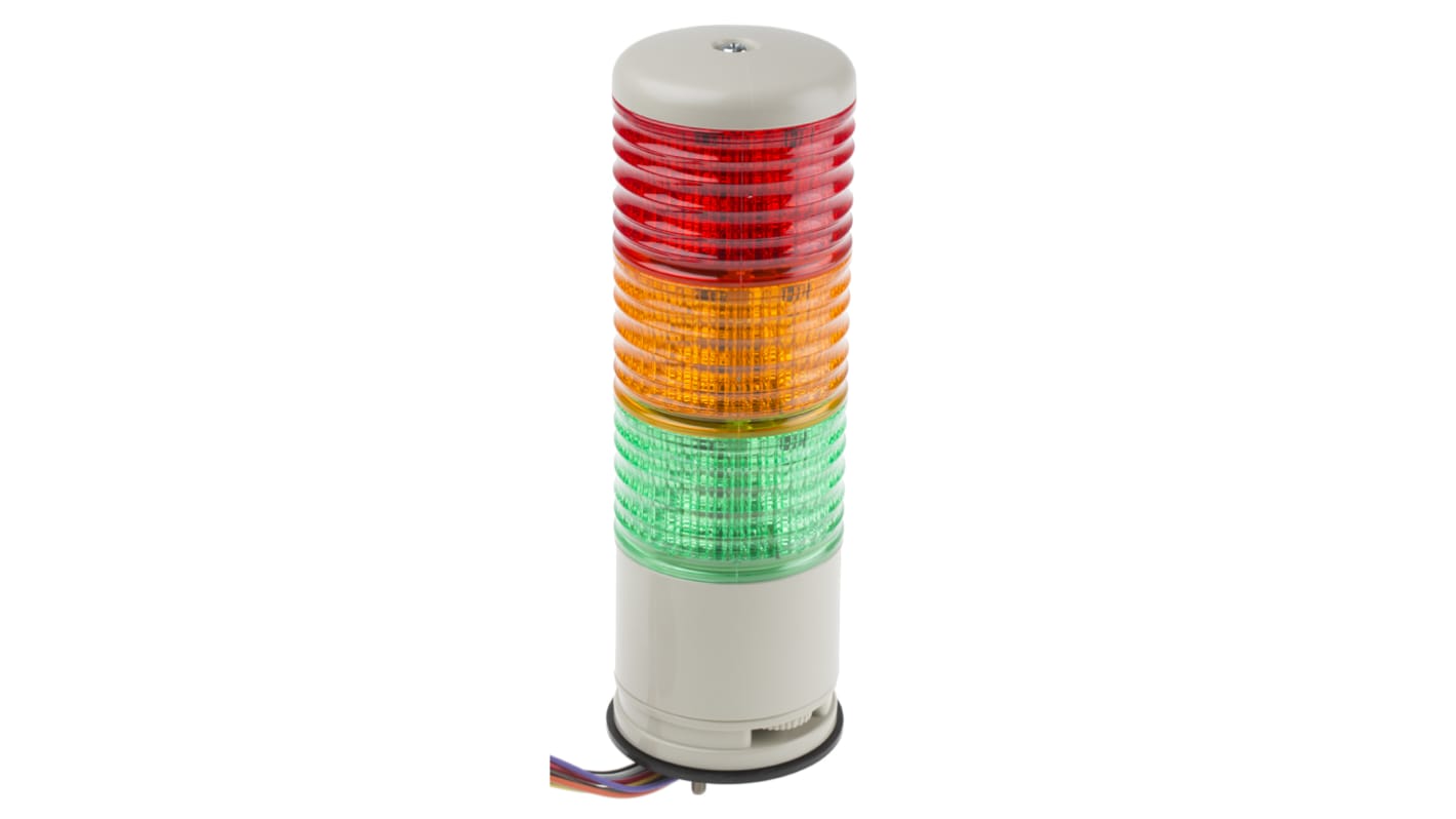 Torretta di segnalazione LED Schneider Electric XVC6B35SK, 3 elementi Rosso/Verde/Ambra, montaggio superficiale, altezza 200.8 mm, IP54.