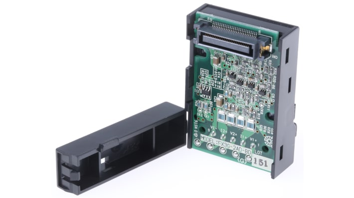 Modulo I/O Mitsubishi Electric FX3G-2AD-BD per PLC MELSEC FX3G, 2 ingressi analogici, montaggio a destra, 4-20 mA.