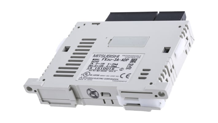 Modulo I/O analogico Mitsubishi Electric FX3U-3A-ADP, 4 canali, risoluzione 12 bit, ingressi 0-10 V e 4-20 mA.