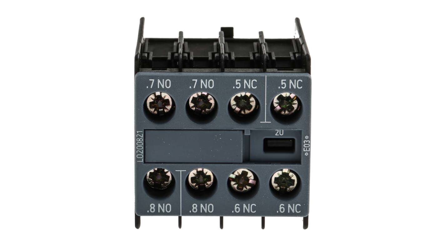 Siemens 3RH2911-1FC22, modulo contatti ausiliari 4PST, 2NC + 2NO, montaggio a innesto, 6 A c.c., 250 V c.c.