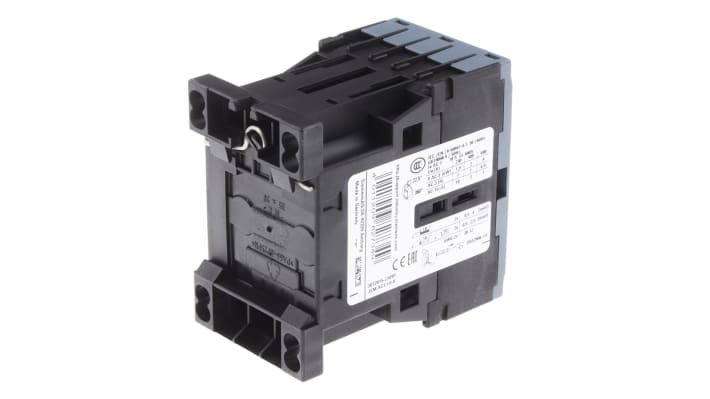 Contattore Siemens 3RT2015-2AF01, 3 poli, 7 A, bobina 110 V c.a., dimensioni 70x45x73 mm, temperatura operativa -25°C/+60°C.