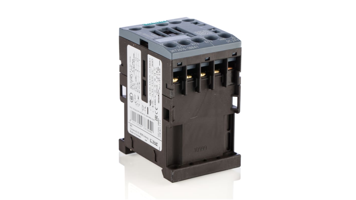 Contattore di potenza Siemens 3RT2016-1BB41, 4 kW, 24 V CC - Serie SIRIUS. Versatile e affidabile per carichi elettrici pesanti.