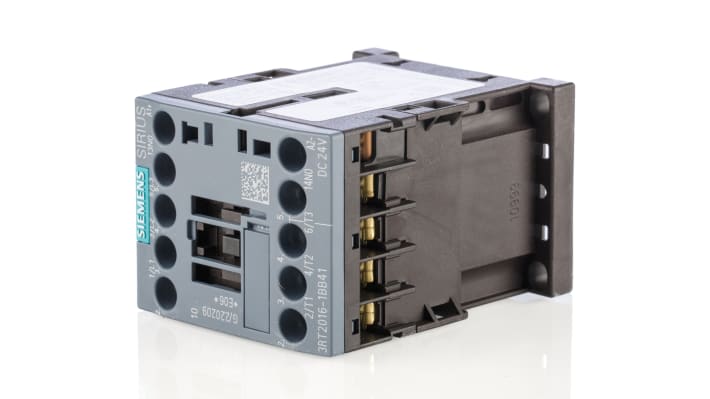 Contattore di potenza Siemens 3RT2016-1BB41, 4 kW, 24 V CC - Serie SIRIUS. Versatile e affidabile per carichi elettrici pesanti.