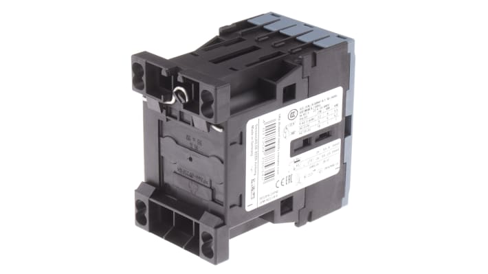 Contattore Siemens 3RT2016-2AP02, 3 poli, 9 A, 4 kW, tensione bobina 230 V c.a., dimensioni 45x70x73 mm.