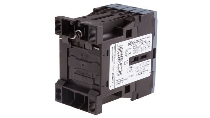 Contattore Siemens 3RT2018-2AB02, 3 poli, 16 A, 24 V c.a., dimensioni 45x70x73 mm, conforme a CE e UL.