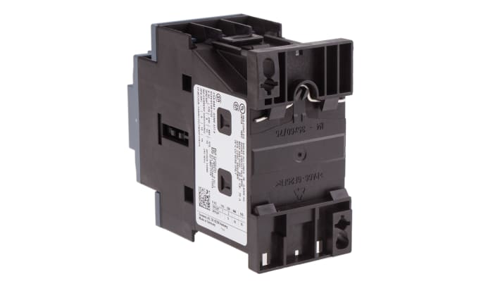 Contattore di potenza Siemens 3RT2025-1AB00, 3 poli, 16 A, montaggio su guida DIN, dimensioni 45x85x97 mm.