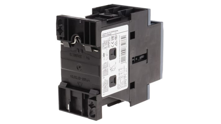 Contattore Siemens 3RT2026-1AF00, 3 poli, 25 A, bobina 110 V c.a., montaggio su guide DIN, dimensioni 45x85x97 mm.
