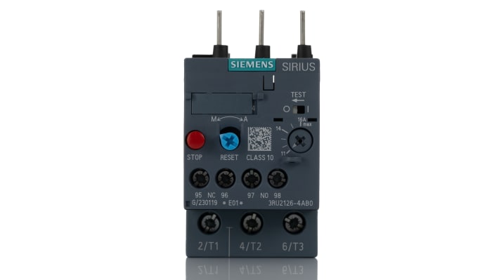 Relè di sovraccarico Siemens 3RU2126-4AB0 1 NO + 1 NC, FLC 11-16 A, 690 V CA - Protezione per motori elettrici, resistente e affidabile.
