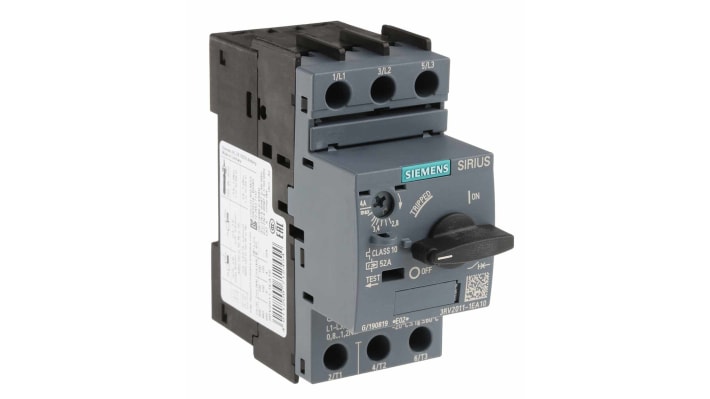 Interruttore automatico protezione motore Siemens 3RV2011-1EA10 - 690V 2,8-4A SIRIUS per sistemi industriali.