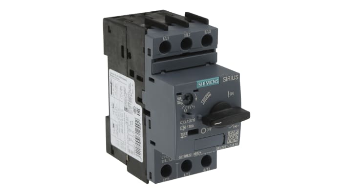 Interruttore automatico protezione motore Siemens 3RV2011-1JA10 trifase 690V 7-10A. Resistenza sovratensioni, ideale per ambienti industriali.