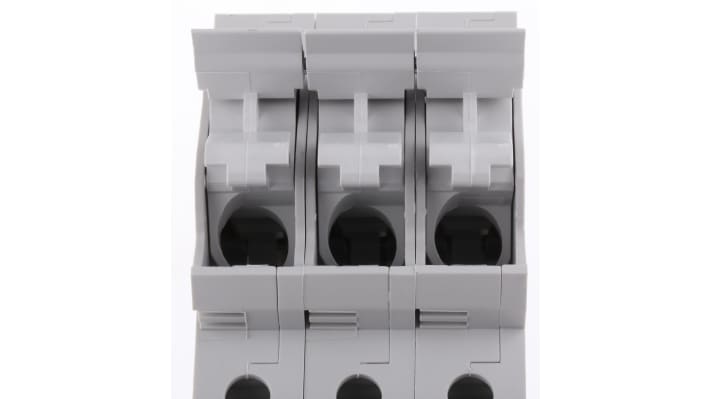 Sezionatore portafusibili ABB E 93/32, 3 poli, 32 A, montaggio su guida DIN, dimensioni 85 x 53 x 64 mm, grado di protezione IP20.