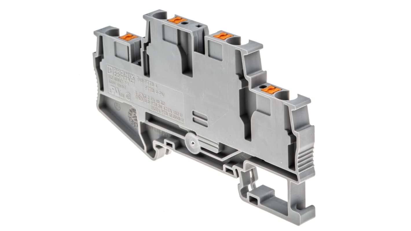 Morsettiera passante Phoenix Contact 3211786, grigia, a doppio livello, 28A - PIT 4. Design compatto per cablaggi in spazi ristretti. Conforme RoHS, ideale per collegare fili e componenti.