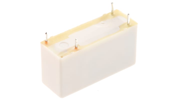 Relè di potenza Finder 43, SPST, 12V cc, montaggio su PCB, dimensioni 15,4 x 10,2 x 30,2 mm, corrente 10 A.