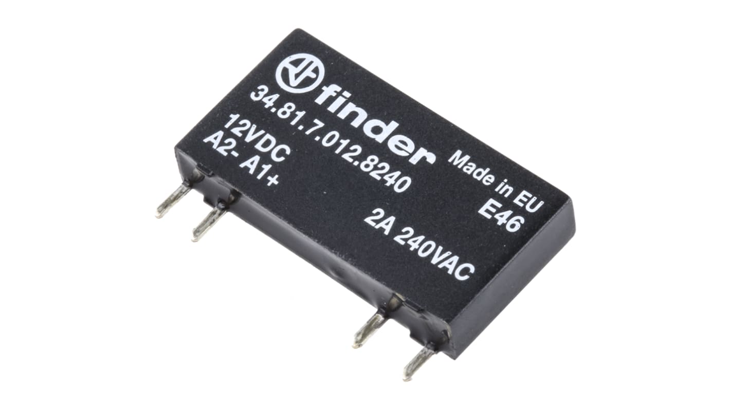 Finder Relè a stato solido SPST per montaggio su PCB, 2 A, 240 V c.a., dimensioni 28 x 15 x 5 mm, isolamento 2500 V.