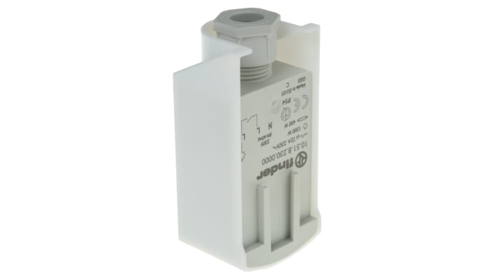 Finder 10.51.8.230.0000, pulsante temporizzatore unipolare 230 V, contatto 12 A, montaggio su palo, dimensioni 81x37 mm.
