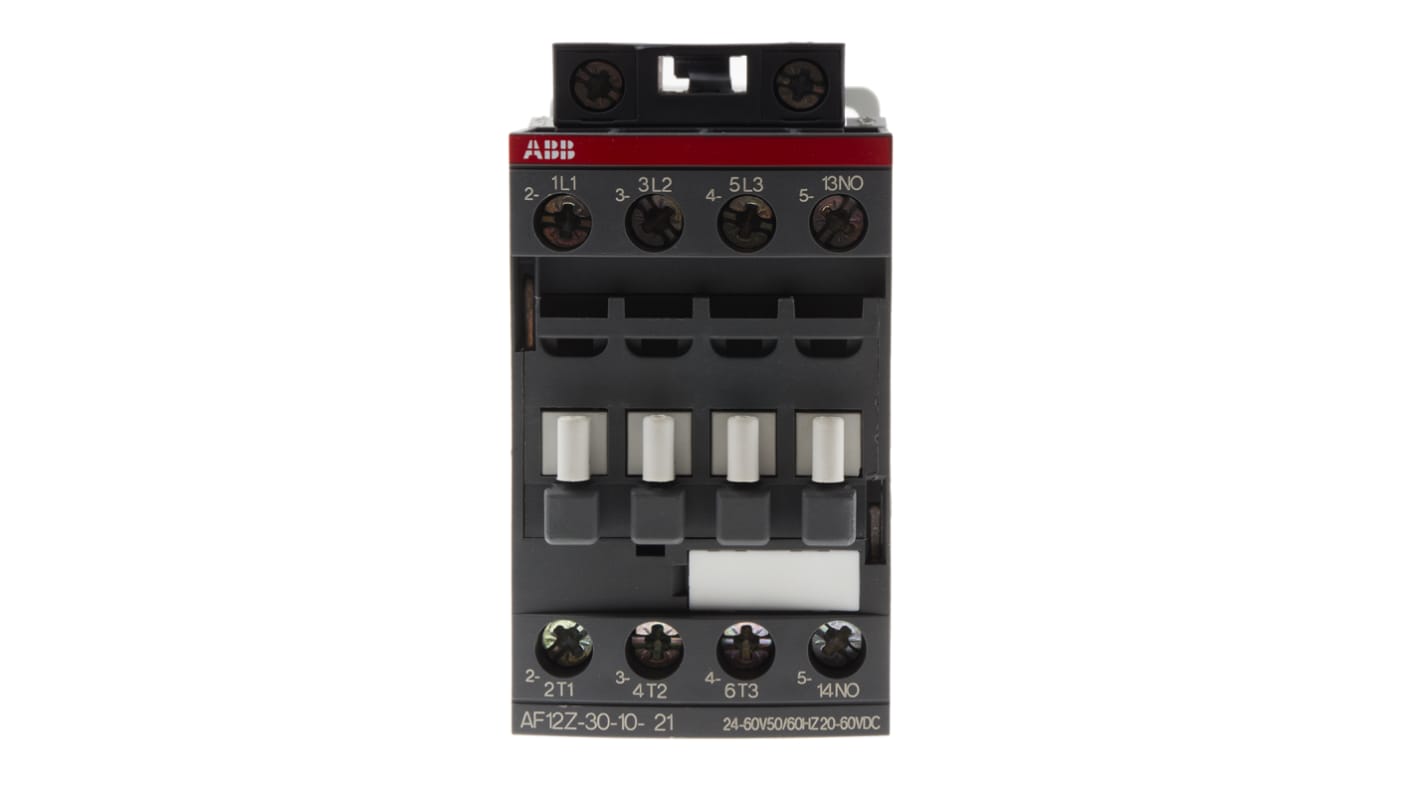 Contattore ABB 1SBL156001R2110 AF, 3 poli, 9 A, 5,5 kW, 60 V c.c., dimensioni 80x45x77 mm, conforme IEC 60947.