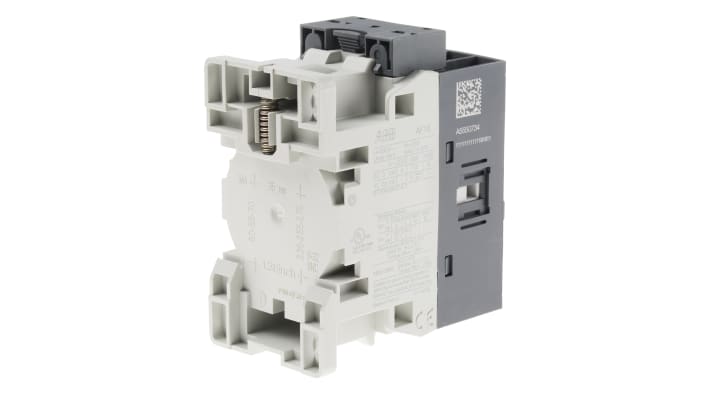 Contattore ABB 1SBL177001R1210 AF, 3 poli, 3 NA, 10,5 A, bobina 110 V c.c., dimensioni 80x45x77 mm.