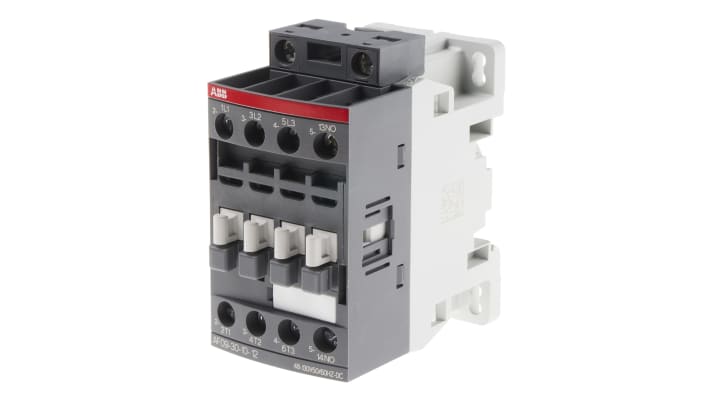 Contattore ABB 1SBL137001R1210 AF, 3 poli, 7 A, montaggio su guida DIN, dimensioni 86 x 45 x 77 mm, IP20.